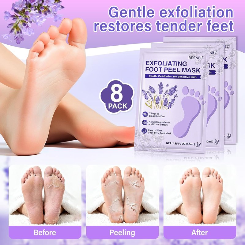Moisturizing Foot Mask Set - 12 Pack Hydrating & 8 Pack Peeling | Repair Dry Cracked Feet & Soften Heels