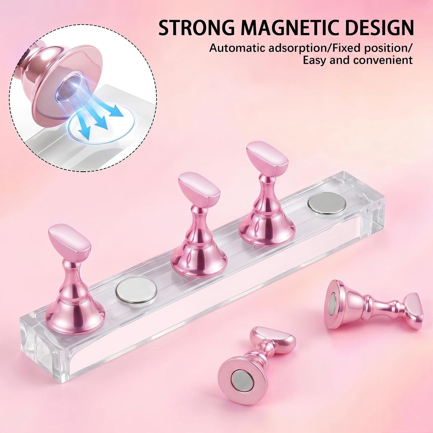 Nail Stand for Press Ons, Nail Holder for Painting Nails, Nail Stands for Nail Art, Magnetic Fake Nail Holder with Double-sided Tape for Home Salon DIY Display Practice