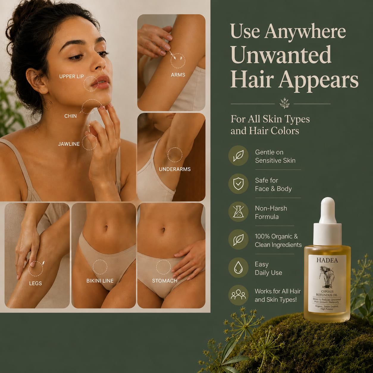Cyperus Rotundus Oil - 100% Organic Hair Growth Inhibitor | 30ml for PCOS & Hirsutism