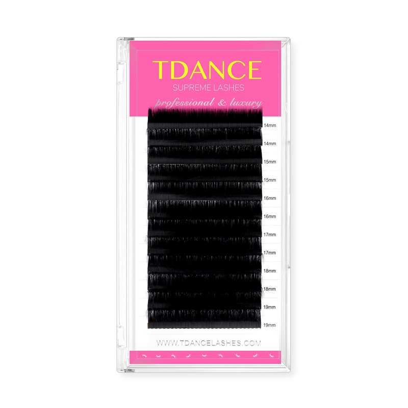 TDANCE Lash Extension Matte Black Eyelash Extension C CC D DD J B L Curl Volume & Classic Lash Extensions 0.03-0.18mm Thickness Professional Salon Use(0.07-C,14-19 mm)