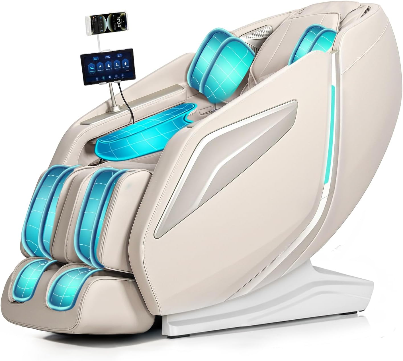 Zero Gravity Massage Chair - 4D Shiatsu Body Scan with AI Voice Control | Heated Back & Leg Airbags - Black
