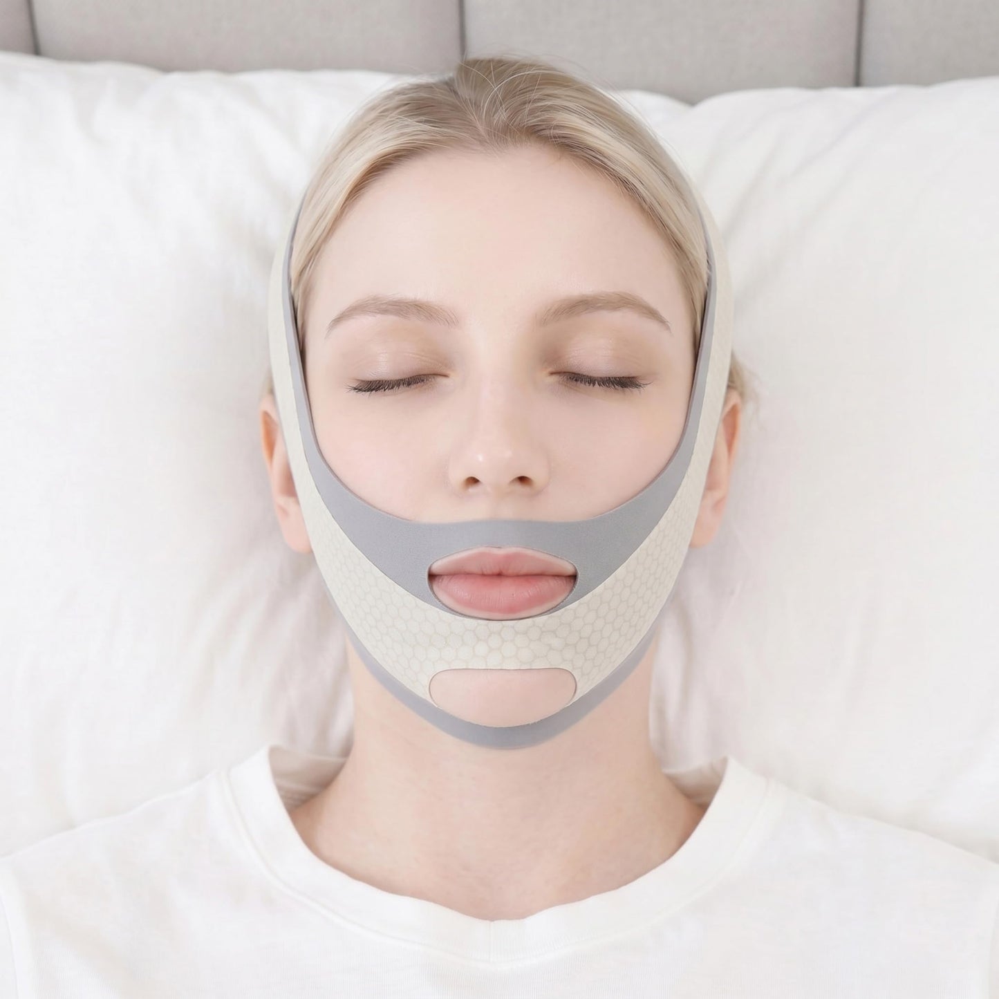 Anti Snoring Chin Strap, V Line Lifting Mask, Chin Strap for Sleeping, V Line Mask, Face Lifting Strap, Stop Snoring Chin Strap, Snoring Solution for Men and Women, Breathable Chin Strap (Grey.)