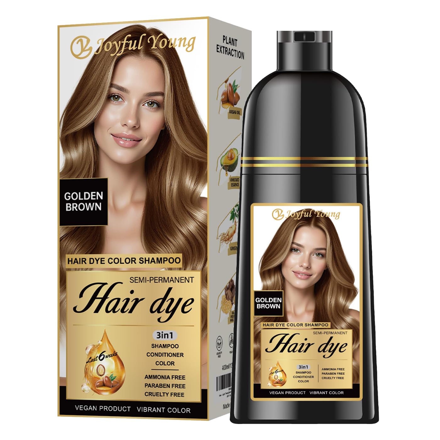Hair Dye Shampoo 3-in-1 - Ash Blonde Semi-Permanent Gray Coverage | Vegan & Ammonia-Free