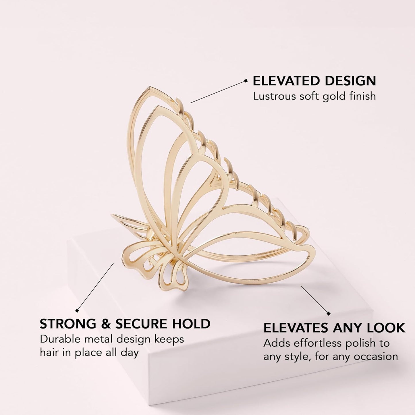 Gilded Wing Hair Clip - Large Chic Gold Metal Hair Accessory for Women | Perfect for Medium, Thick, or Curly Hair