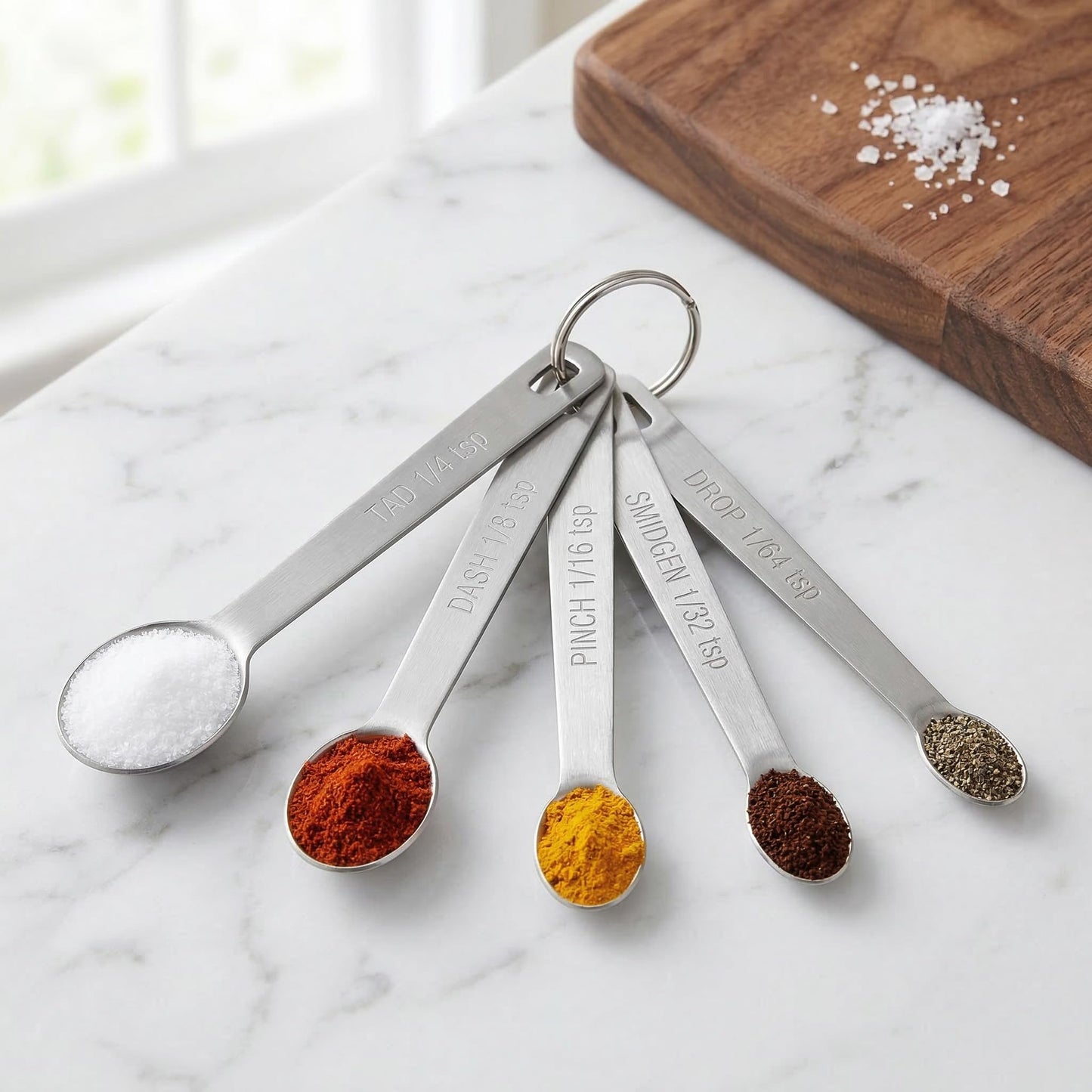 1/8 Teaspoon Measuring Spoons, Mini Stainless Steel Measuring Spoon Set for Spices Oil and Cooking Wine, Small Dessert Scooping Spoons for Kitchen and Cafe Use, Silver 5 Pack