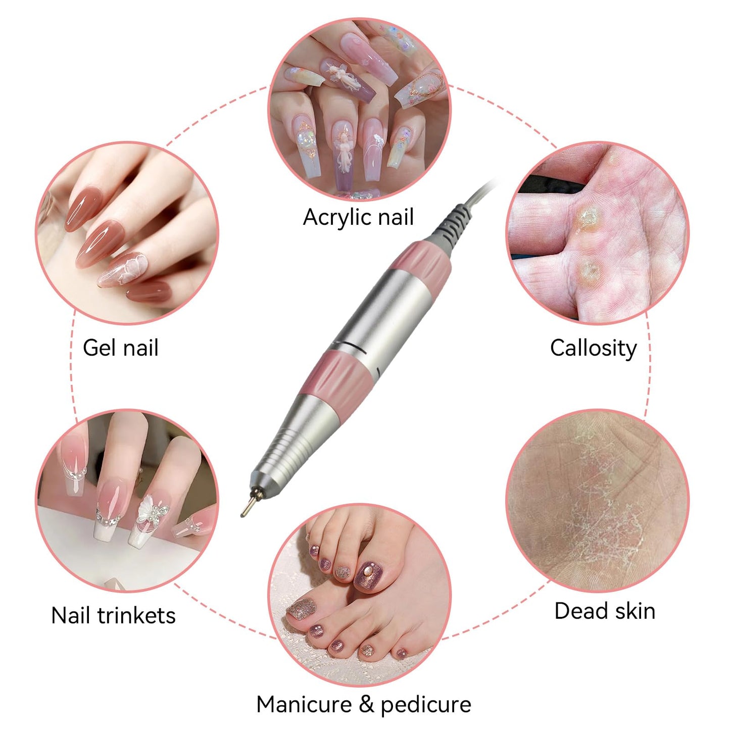 35000rpm Electric Nail Drill Pen, Nail Drill Handpiece Replacement, Aluminum Alloy File Acrylic Powder Remover Gel Polisher Grinder Portable Manicure Pedicure Art Tool