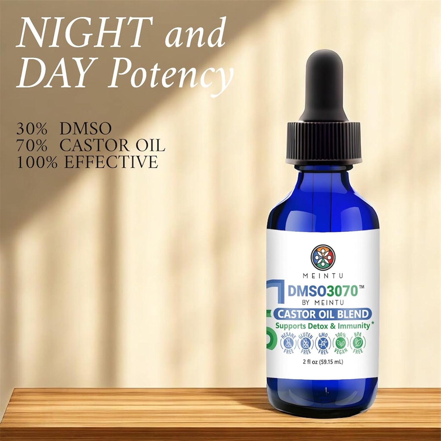 Pure Cold Pressed DMSO Castor Oil - Organic Blend for Skin Renewal & Detox | Hexane Free, 2 Oz