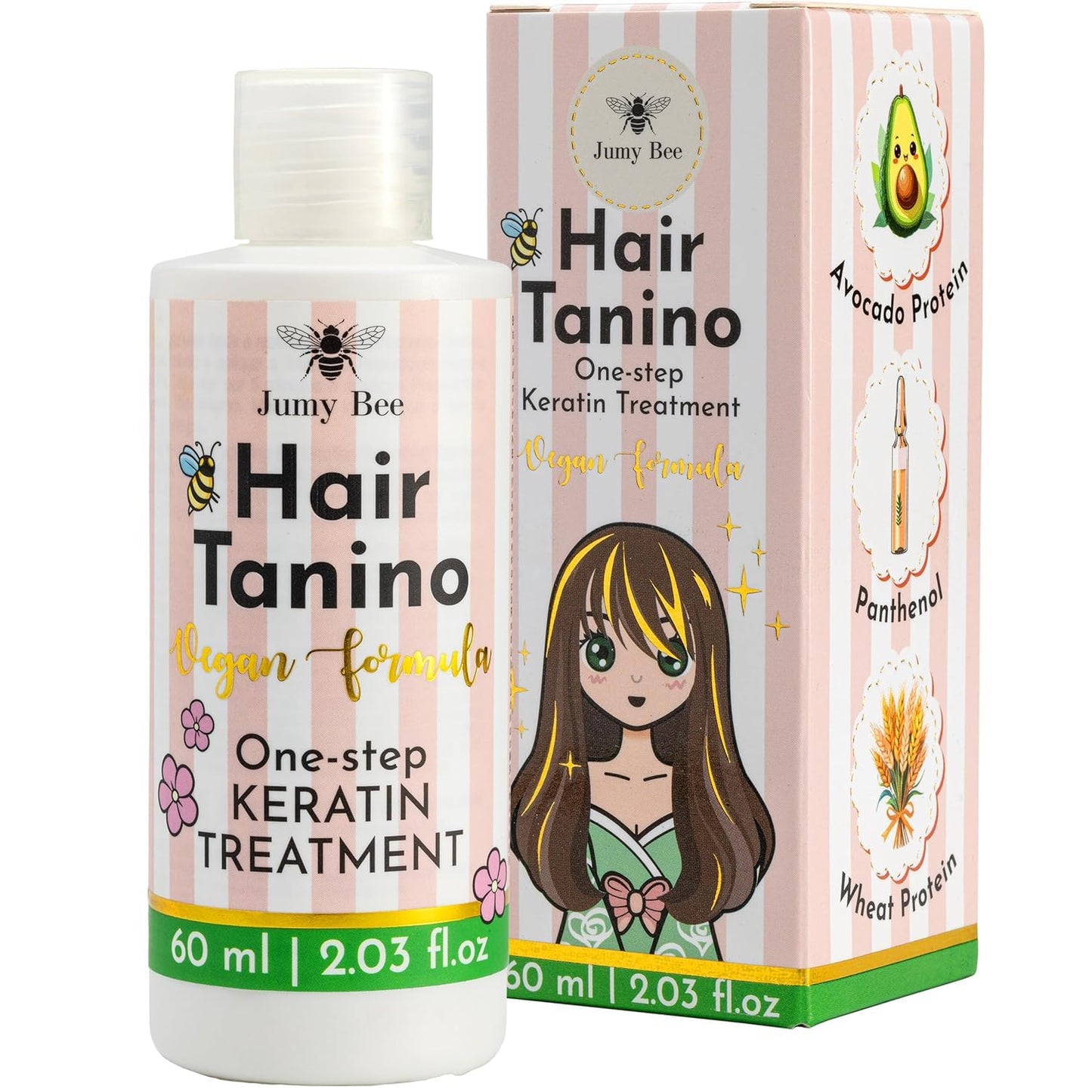 Keratin Hair Straightening Treatment - Smoothing & Hydrating Avocado Formula | 2.03 Fl. Oz