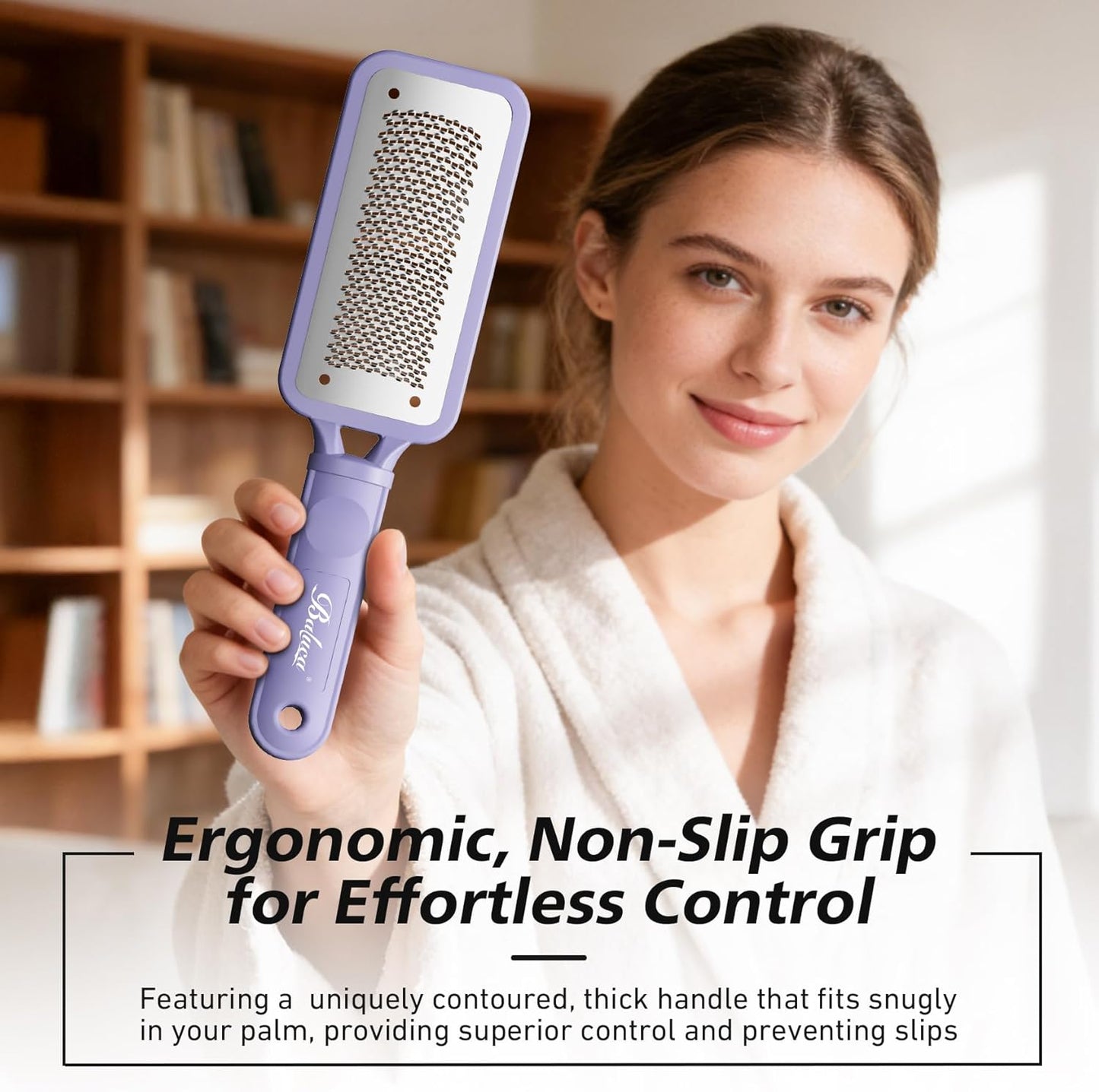 Professional Foot File & Callus Remover - Stainless Steel Rasp for Hard Skin & Cracked Heels | Purple