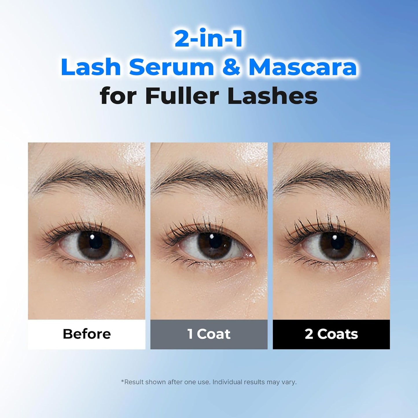 Eyelash Growth Serum - 2-in-1 Tinted Treatment with 7 Peptides & Biotin | Charcoal-Based Formula for Longer, Thicker Lashes