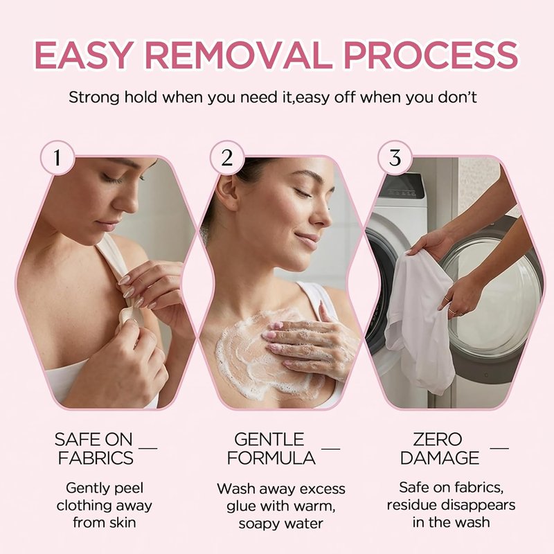 Body Glue for Clothes - Fast Drying 60s Adhesive for Strapless Dresses & Wigs | 20ml Rose Color