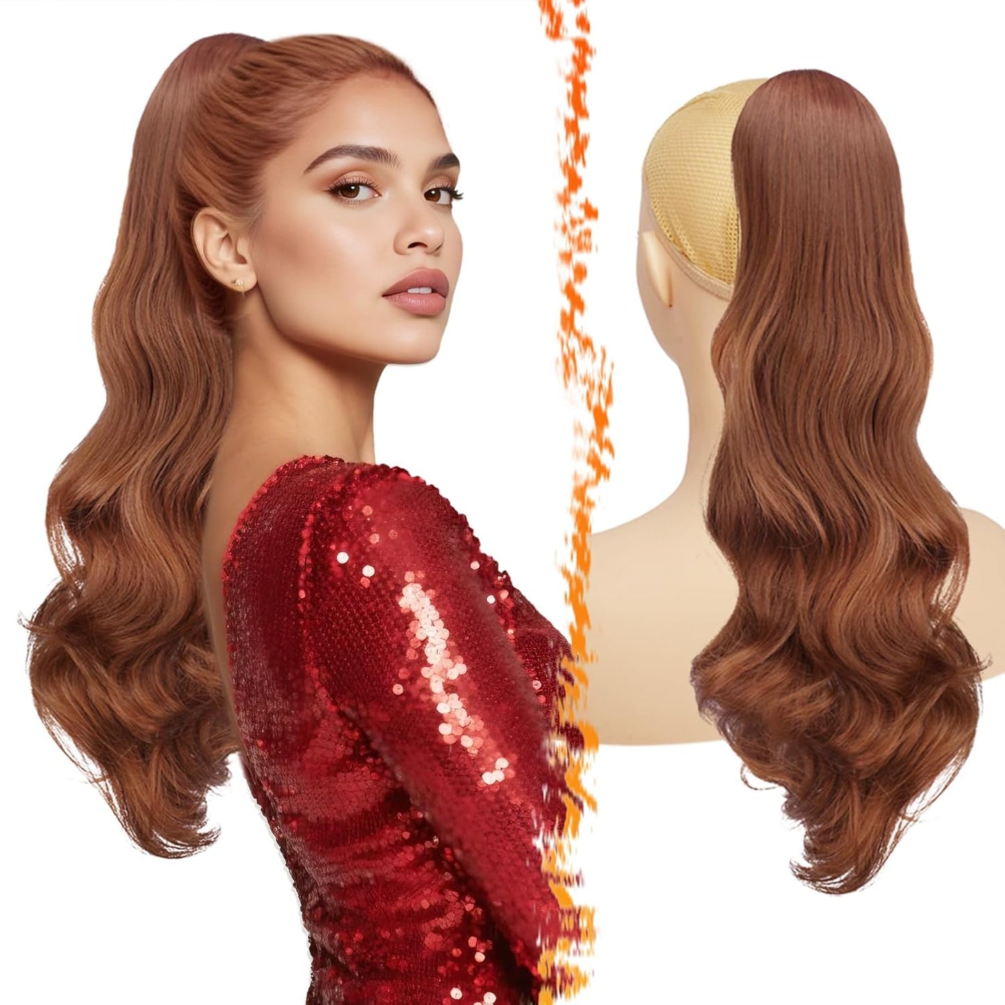 Platinum Blonde Wavy Drawstring Ponytail Extension - 20 Inch Clip-In Hairpiece for Women | Natural-Looking Curly Hair
