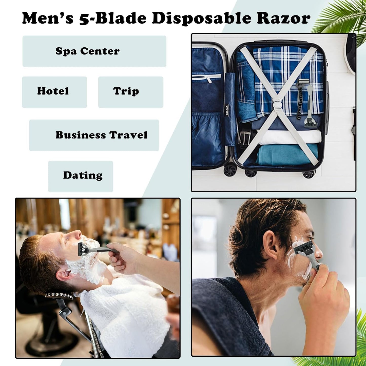 Men's Disposable Razors - 25 Pcs Bulk Set for Sensitive Skin | 5-Blade Comfortable Shave for Head & Face