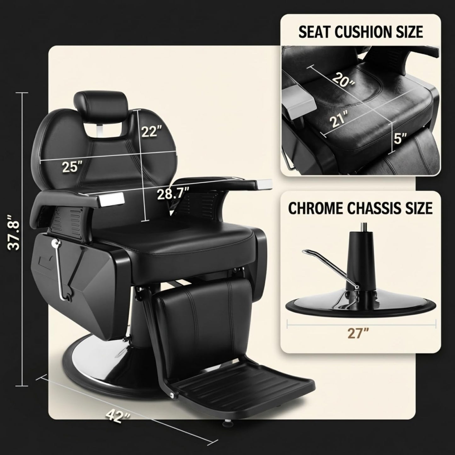 Artist hand Professional Barber Chair, All Purpose Reclining Salon Chair