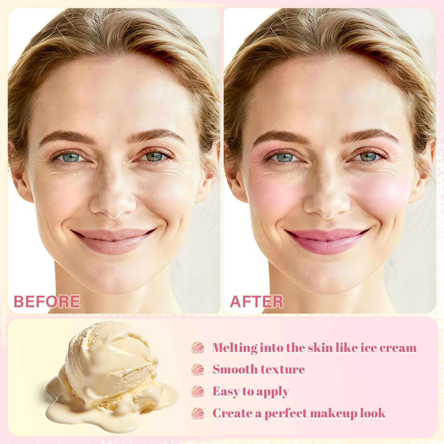 UCANBE Skin Breath Blush & Bronzer Multiuse Stick, 2-in-1 Creamy Face Cheeks Contour Makeup Stick for Natural Radiant Finish Look, Vegan & Cruelty-Free, Travel-Friendly (02 Pink Rose)