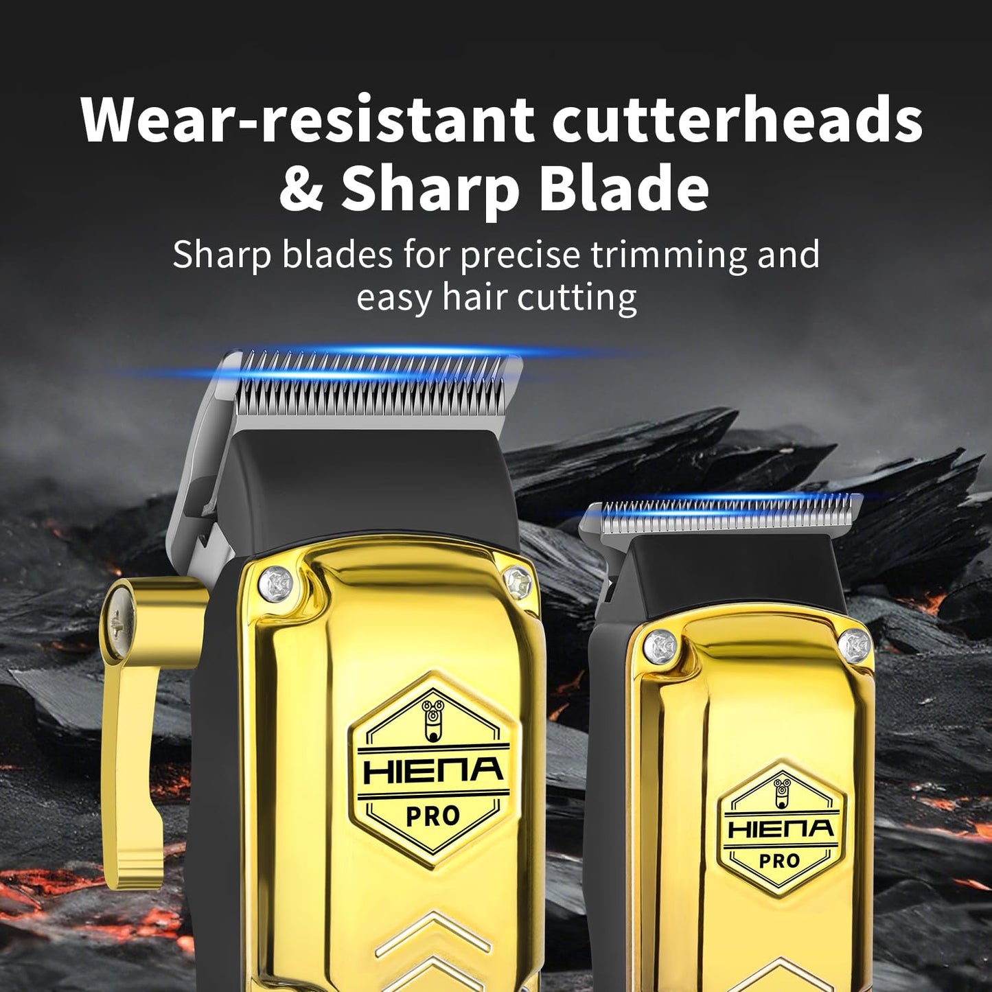 HIENA PRO Professional Hair Clipper Set and Trimmer Kit, Rechargeable Barber Clippers, Cordless Hair Cutting Tools with LED Display, USB Charging, Perfect Gifts for Men