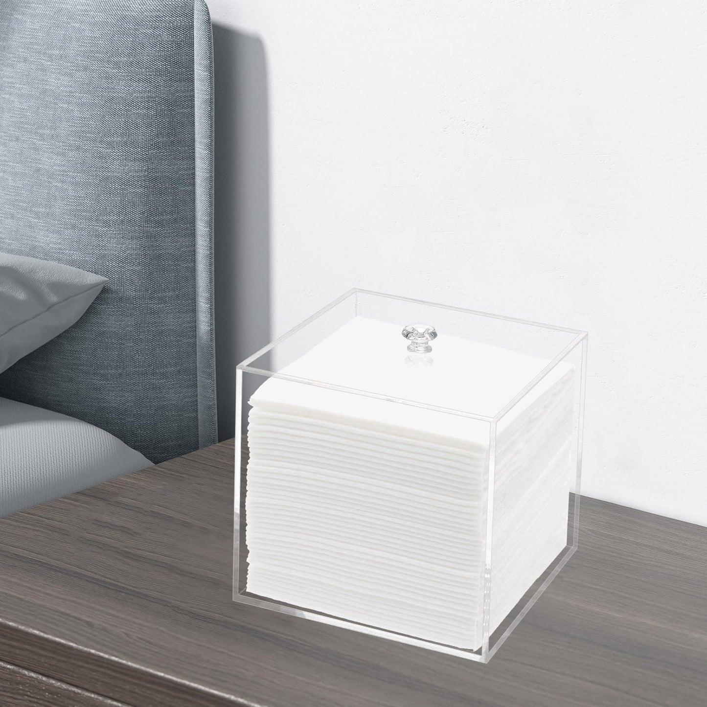 Disposable Face Towel Holder Facial Towelettes Container Box Acrylic, Clear