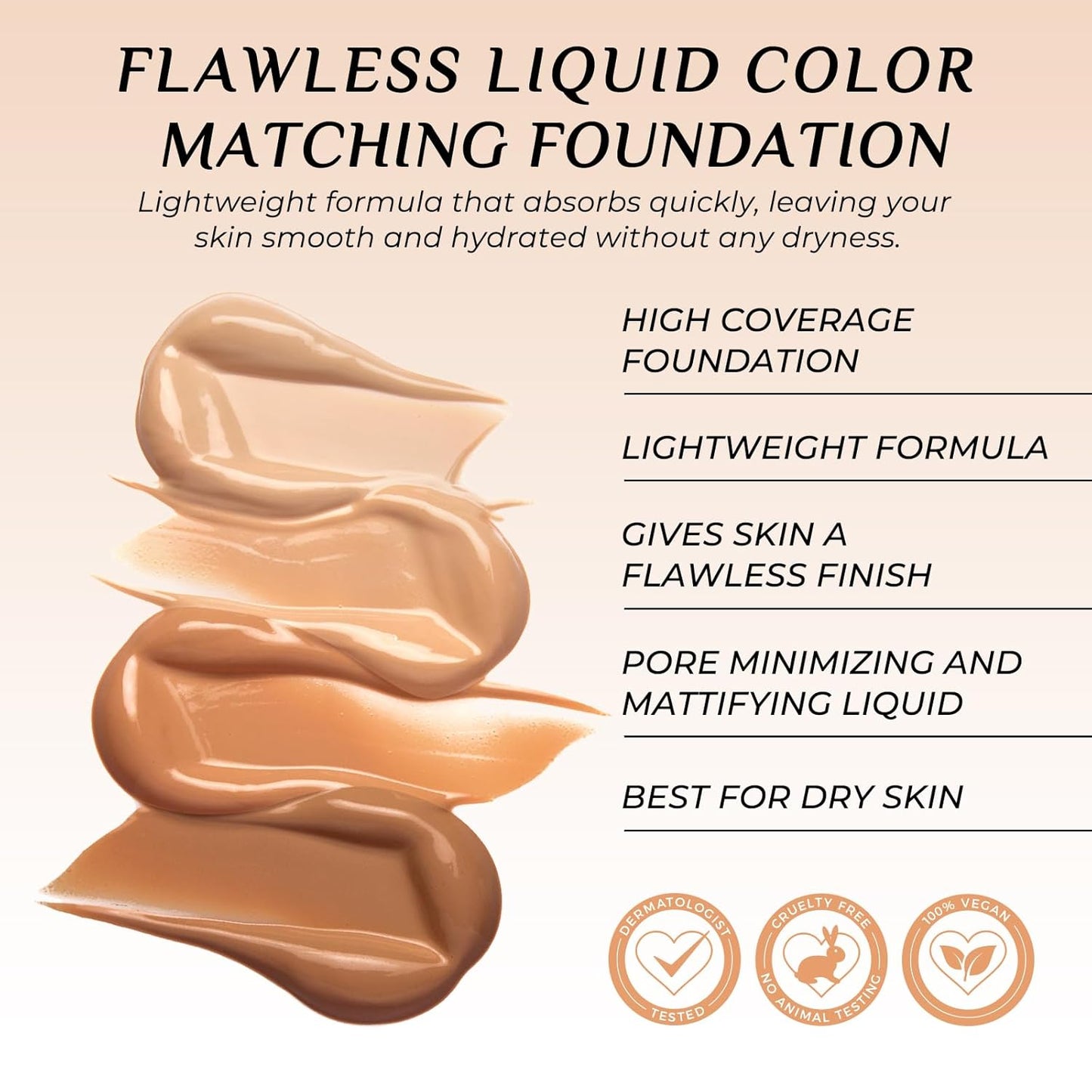 Foundation 4 in 1 - Medium Spectrum SPF 50+ | Hydrating, Anti-Aging, Waterproof Makeup Liquid (30ml)
