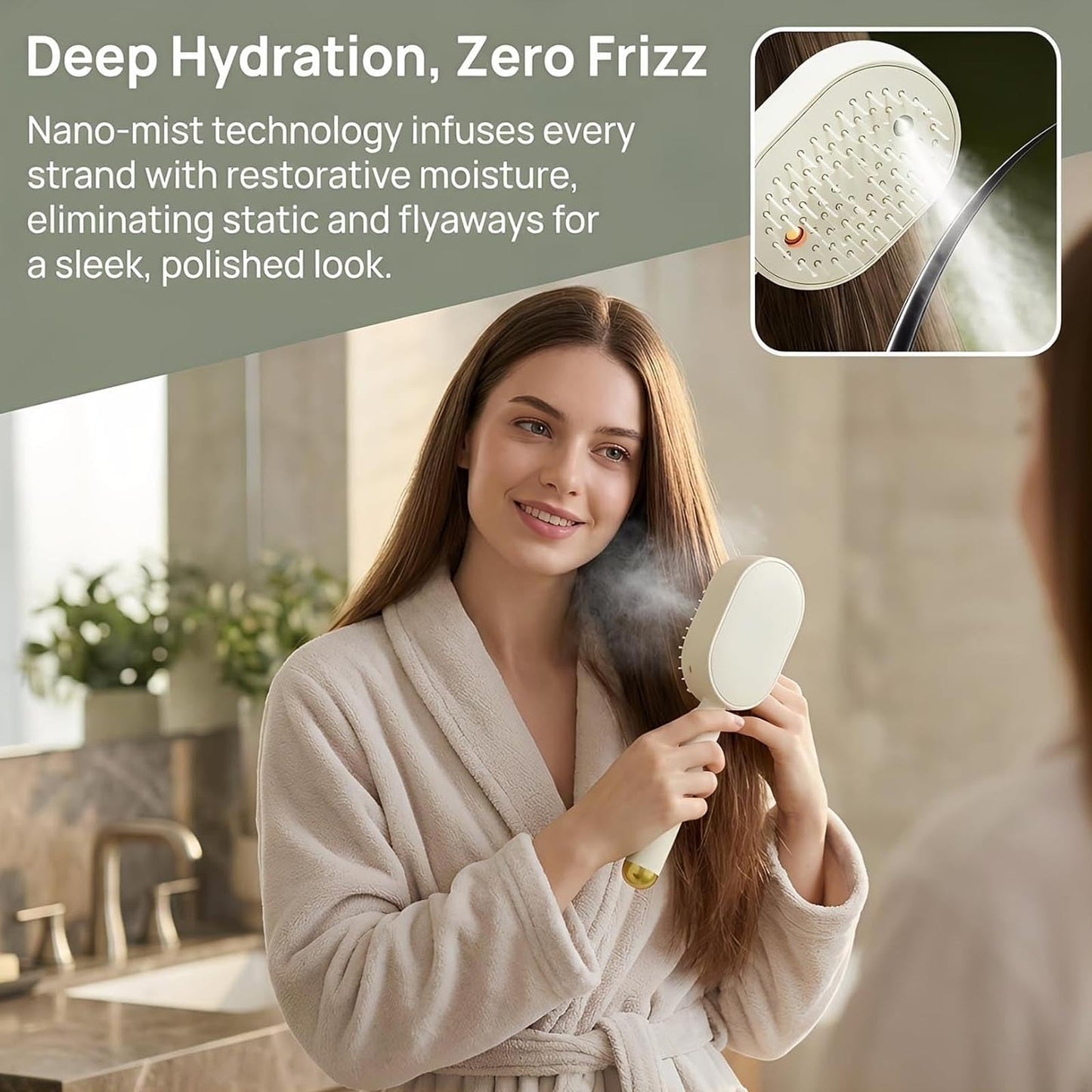 2026 Upgrade Electric Steam Brush, Detangling Steam Brush for Long/Short Hair, 2-in-1 Misting Hairbrush with Water Spray, Rechargeable Steam Hair Straightener, Nourishes Hairs,Anti Frizz Tool (#C)
