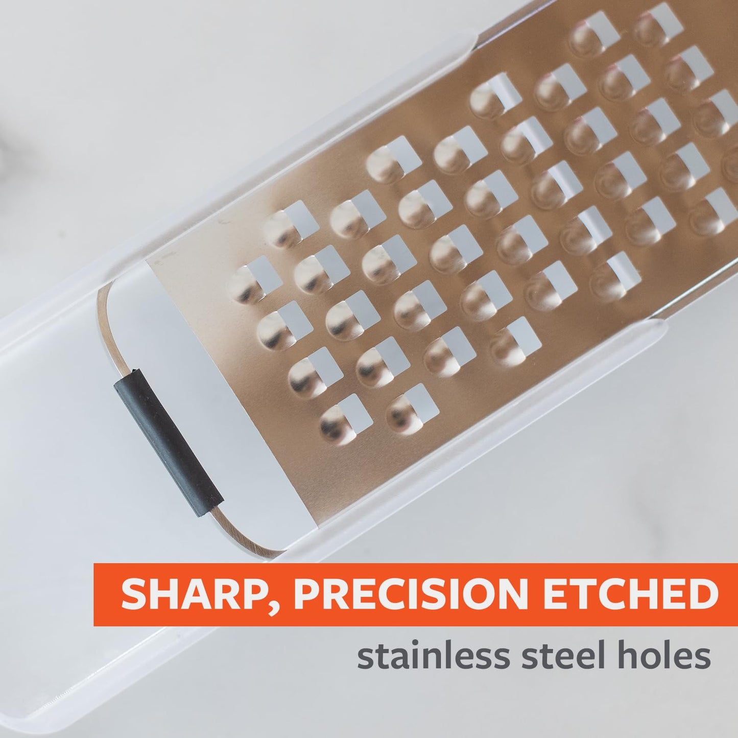 Full Circle Stainless Steel Catch-All Precision Fine Grater and Zester with Innovative Food Catcher, High Performance Zesting – Perfect for Parmesan, Garlic, Lemon, Fruit, Chocolate and Ginger, Dishwasher Safe