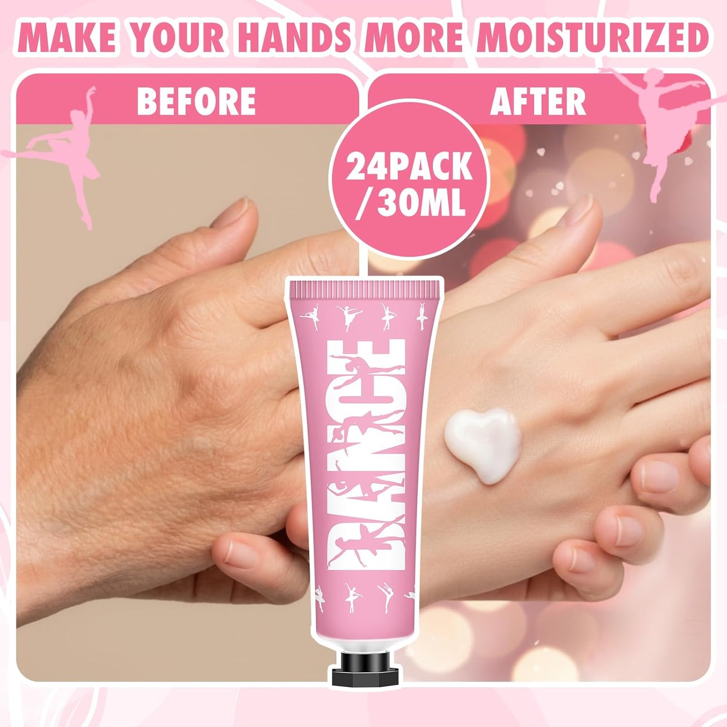 Dance-Themed Hand Cream Set - 24 Pack Moisturizing Lotion for Dancers | Perfect Gifts for Competitions & Recitals