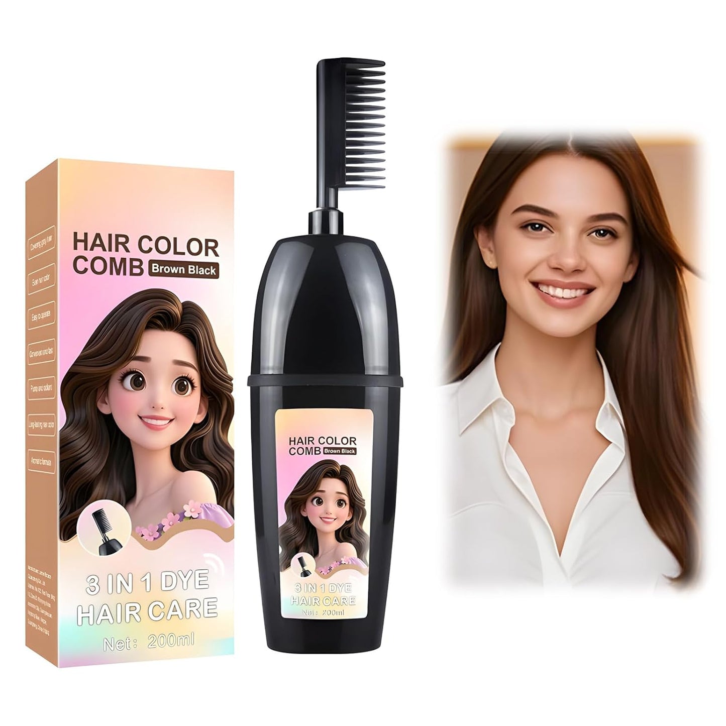 Radiant Hair Color Kit - Light Golden Brown Permanent Dye for Gray Coverage | Easy Comb Application