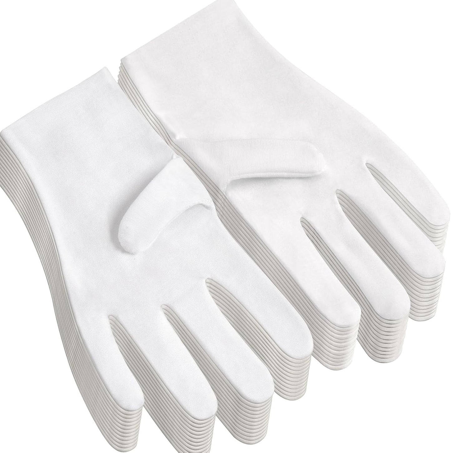 White Cotton Gloves for Eczema Relief - Breathable Moisturizing Spa Liners | Soft Stretchy Fit for Men & Women, Sizes S-M-L
