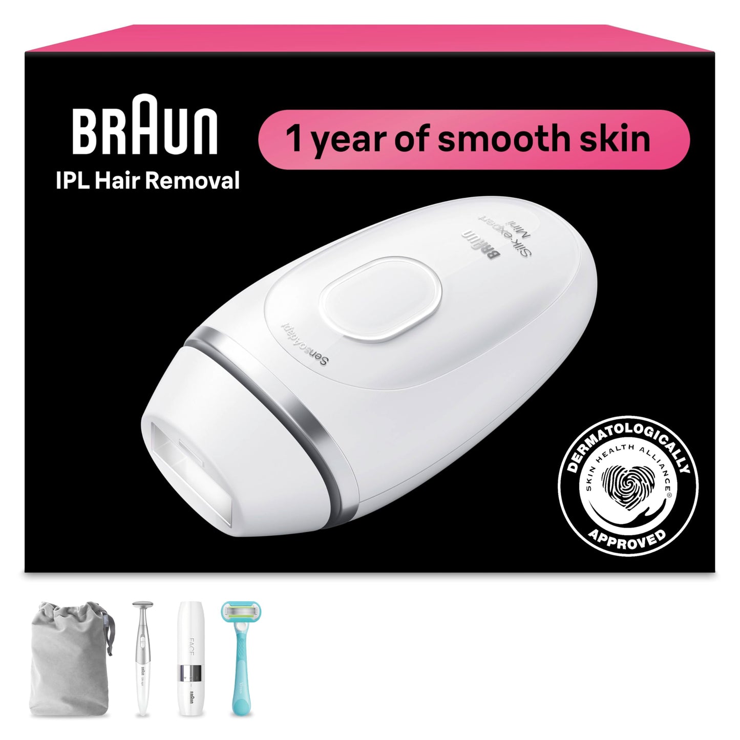 Braun IPL Mini, Silk·Expert Mini, IPL Hair Removal for Women and Men, Permanent Laser Hair Reduction At-Home, IPL1115