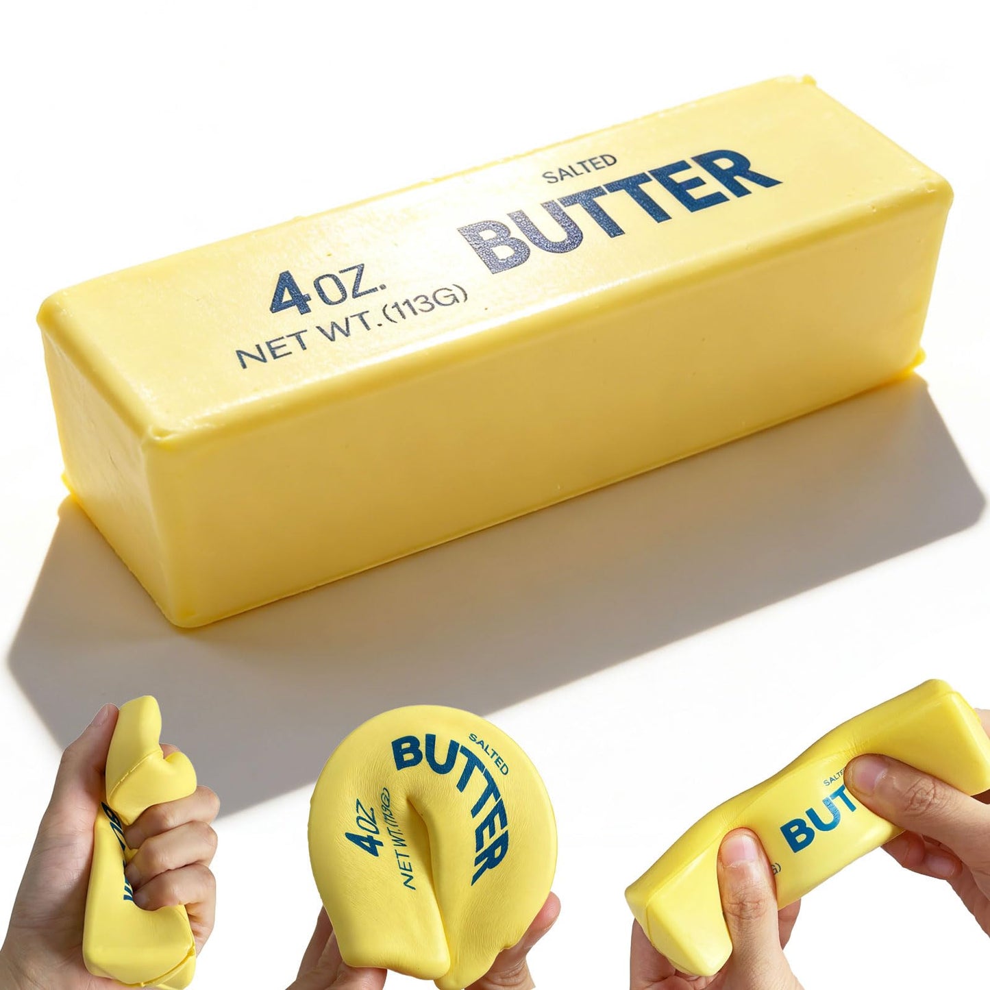 Butter Squishy, Slow Rising Butter Squeeze Toy, Soft Sensory Fidget Toy for Stress Relief, Anxiety Relief Squeeze Ball, Cute Realistic Butter Stick Toy for Adults Kids Gifts (1PCS)