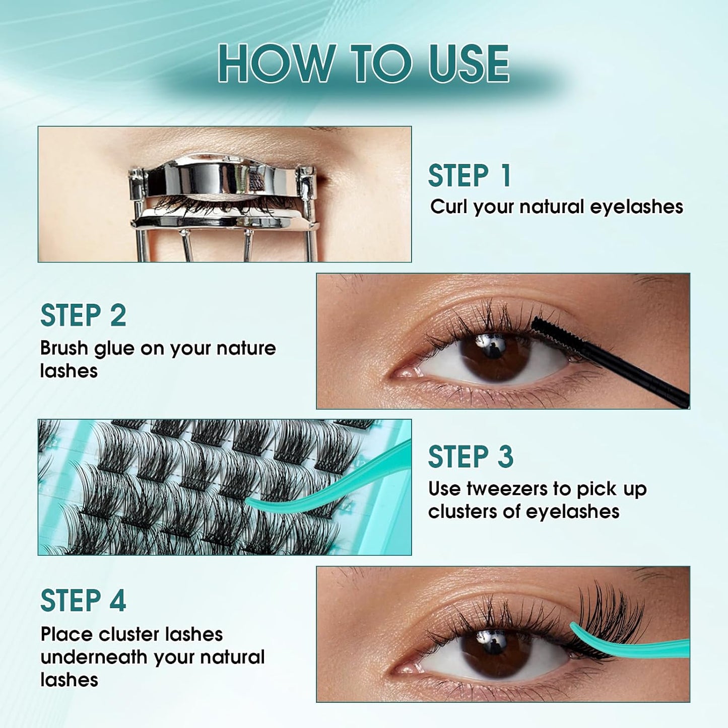 GEMERRY Wispy Lash Clusters - D-Curly Individual Eyelash Extensions | 8-16MM Lightweight DIY Lashes