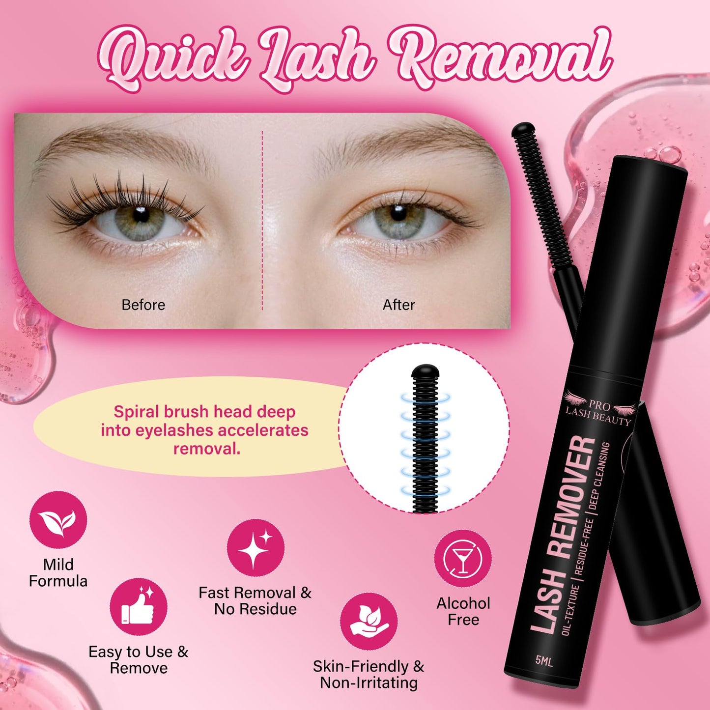 PROLASHBEAUTY Lash Cluster Glue Lash Glue Remover Kit for Clusters Lash, Long Lasting Waterproof Eyelash Glue, Qucik Removal Eyelash Remover (Black Bond & Seal+Remover)