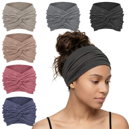 YONUF Wide Headbands For Women Extra Large Headband Twisted Knot Head Bands For Women's Hair Band Scarf Turban Accessories 6 Pack