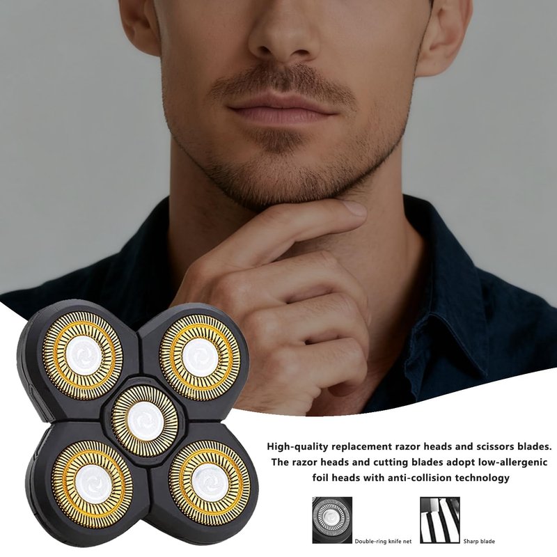 3 PCS Universal 5 Blades Head Shaver Replacement heads for Freebird Head shaver and Other Brand shaver Black