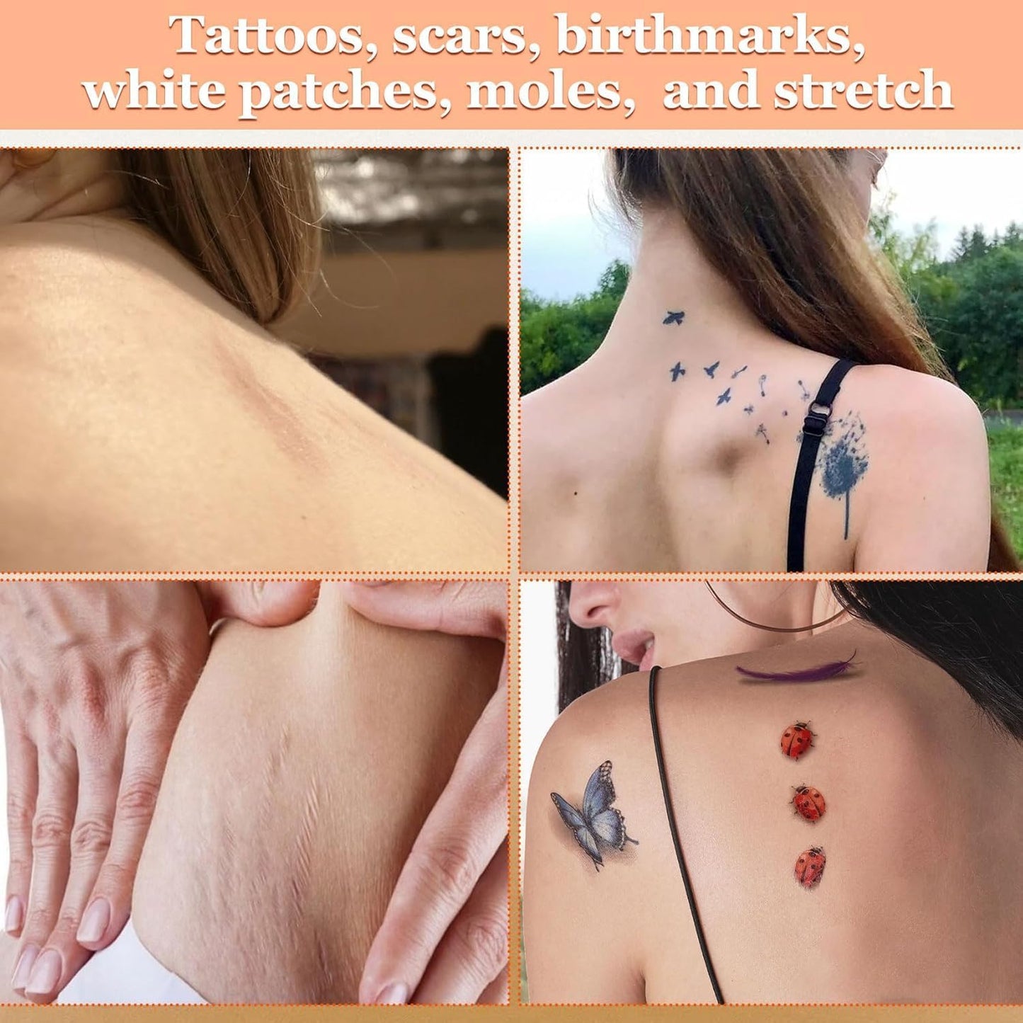 Tattoo Cover Up Tape, Ultra-Thin Waterproof Tattoo Cover Up Tape for Tattoos, Scars and Birthmarks-4pcs (Dark skin tone-14)