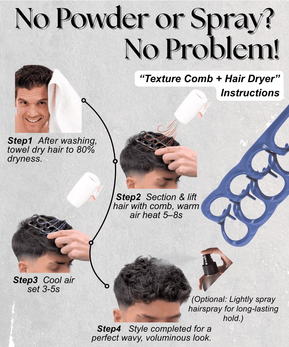 2 PCS Upgraded Texture Comb, Volumizing Root Lift Tool for Messy Natural Curly Hair, Wide Tooth Detangling Comb, Portable Hair Styling Tool, Ideal Gift for Kids Teens Family