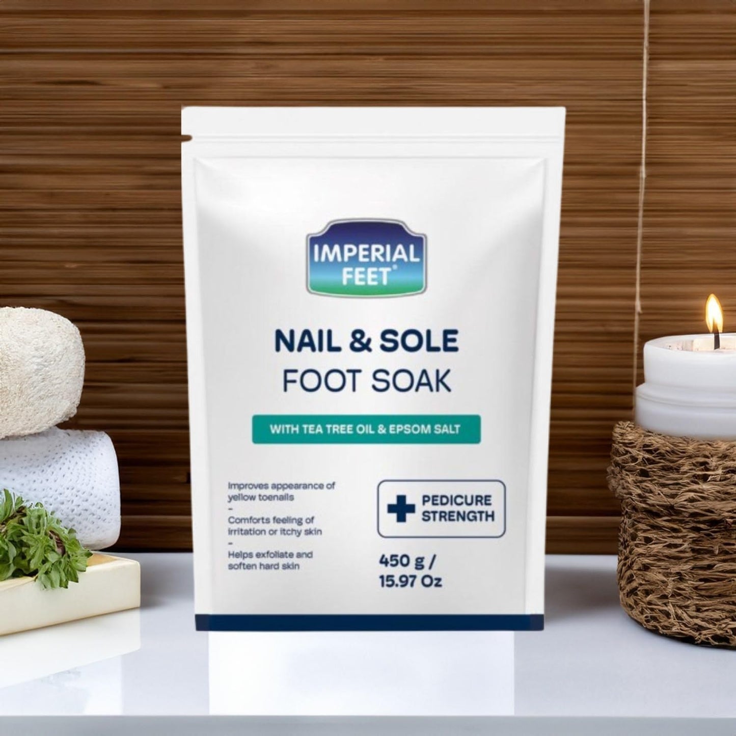 Epsom Salt Foot Soak - Pedicure Grade Toenail Repair & Fungus Treatment | 16oz Tea Tree Oil