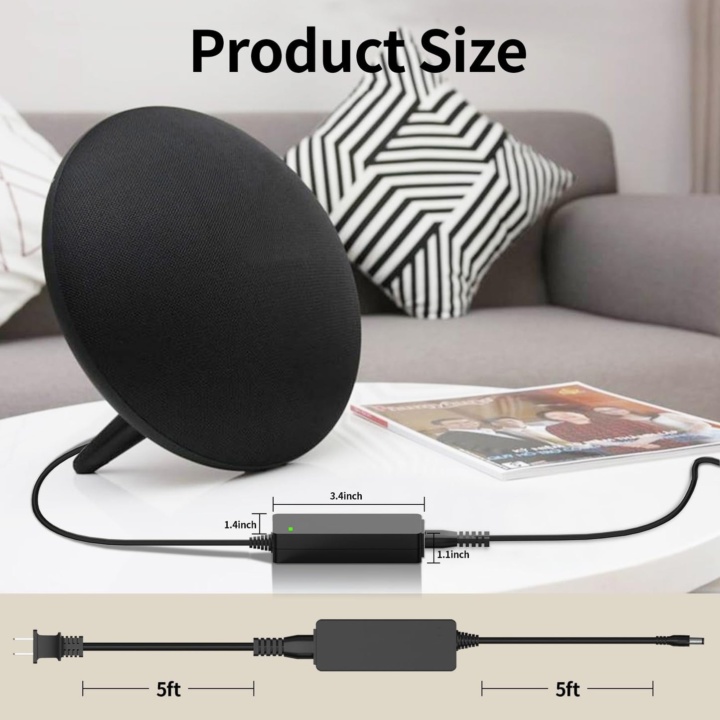 for Harman Kardon Charger Onyx Studio 8 7 6 5 4 3 2 1 Wireless Bluetooth Speaker Replacement Harmon Kardon Charger 19V AC Power Cord Supply【10 FT】 VHBW