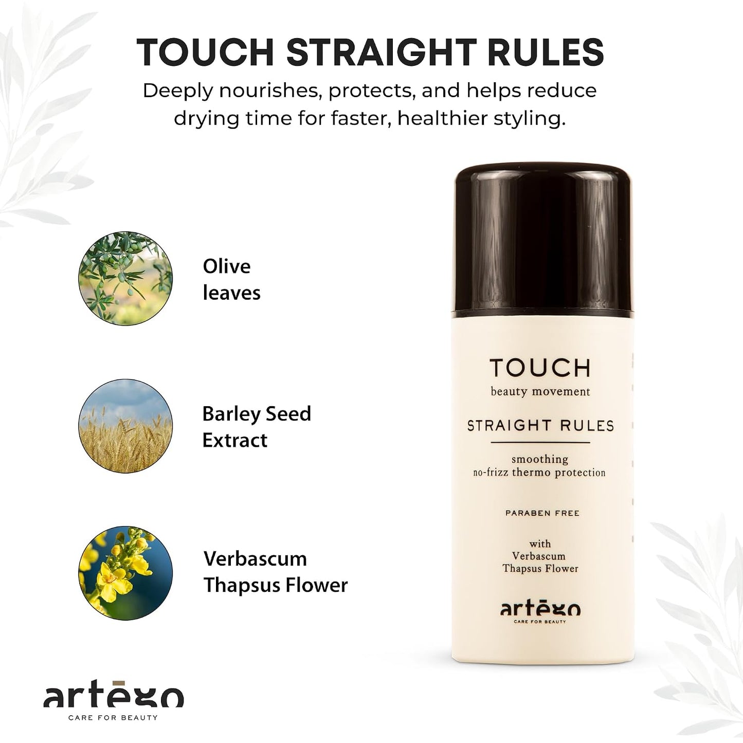 Artègo TOUCH Anti-Frizz Cream - Smoothing Leave-In Styling Cream for Sleek, Shiny Hair | 3.4 oz