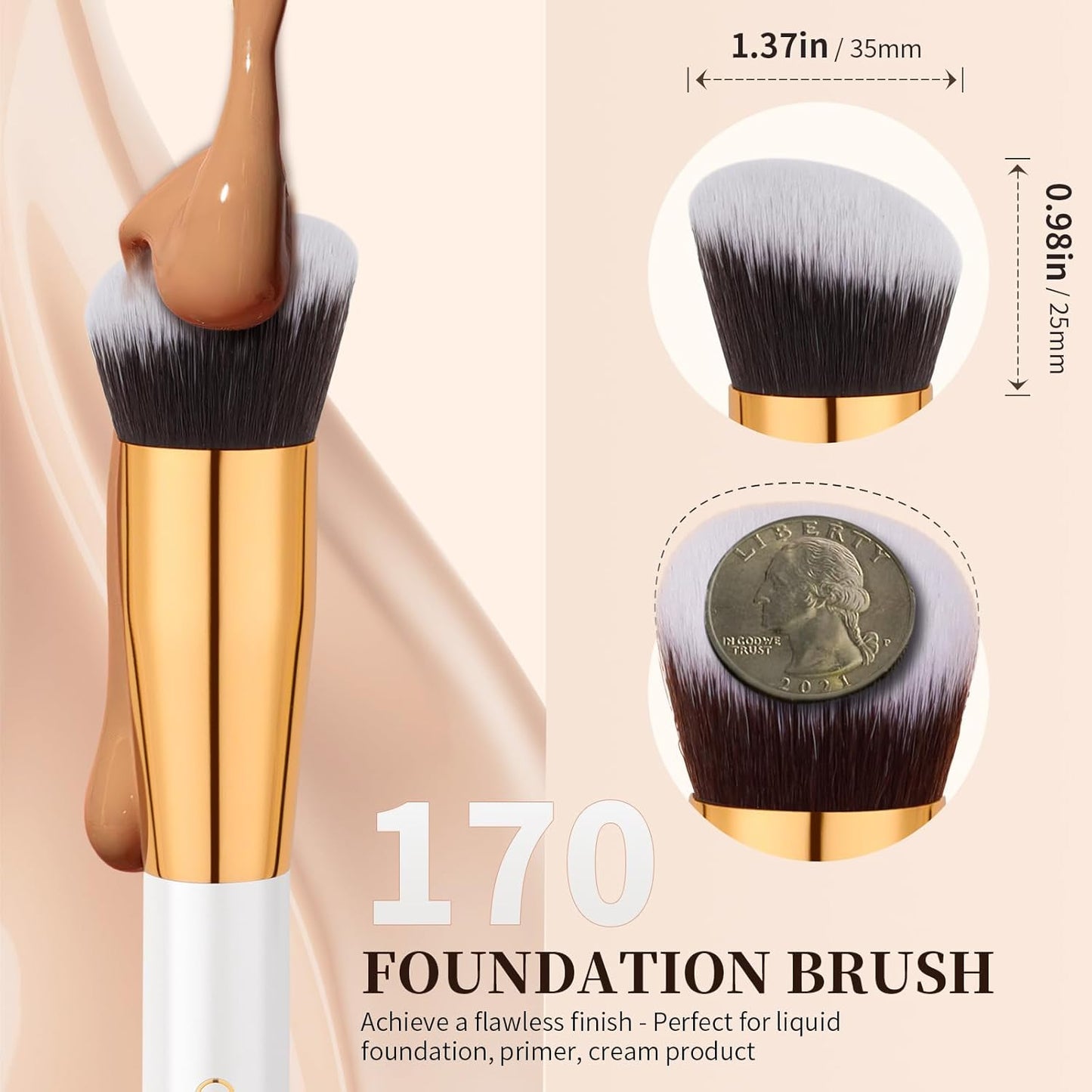 Docolor Foundation Brush Set - 2PCS Professional Angled Kabuki & Concealer Brushes for Flawless Makeup Application | Ideal for Liquid, Cream, and Mineral Blending