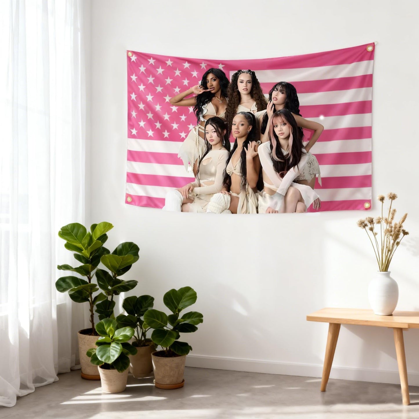 Pink American Flag Tapestry - 3x5 FT Polyester Wall Hanging | Modern Pop Culture Room Decor with Grommets