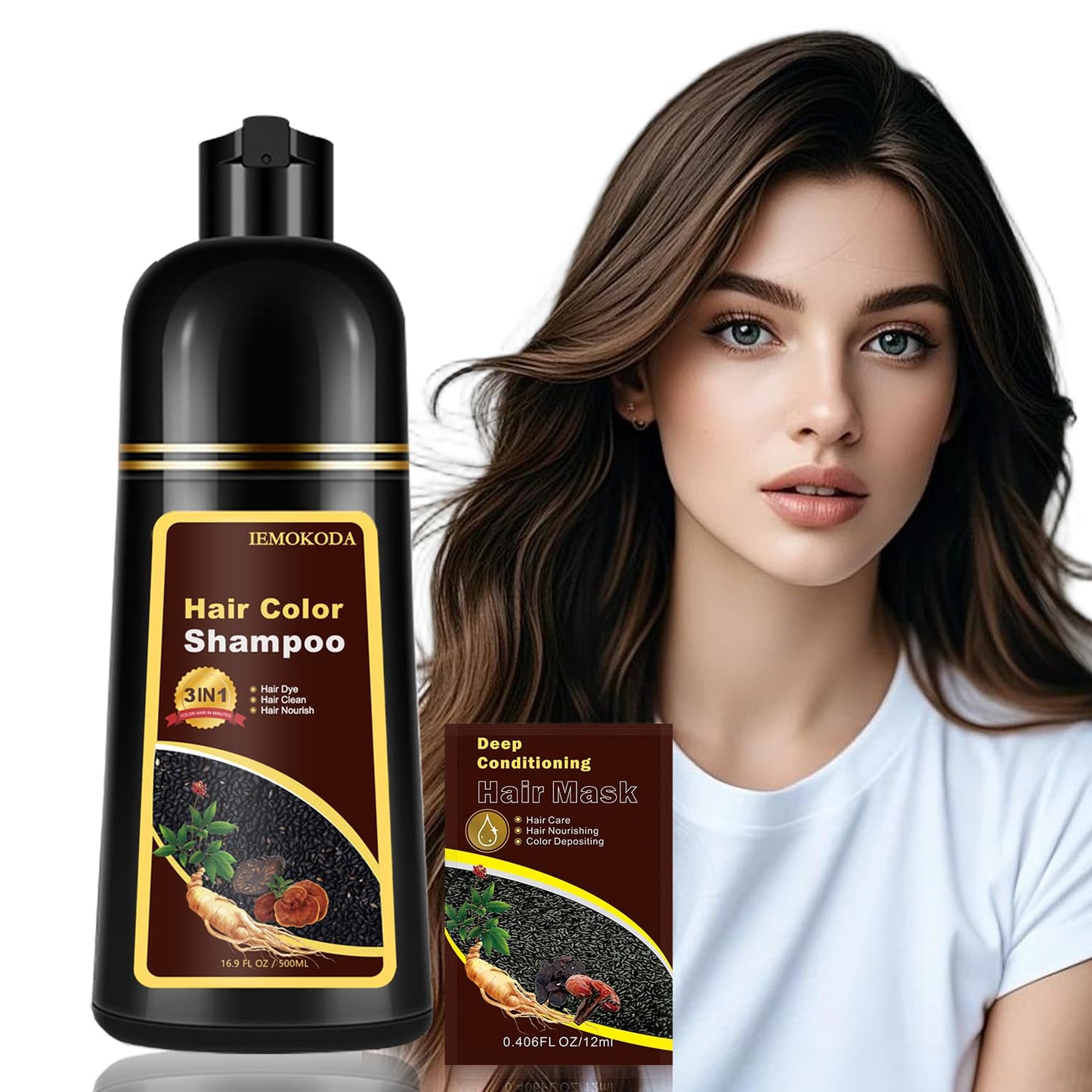 Coffee Hair Dye Shampoo 3 in 1, Instant Hair Color Shampoo, Semi-Permanent Brown Hair Dye, Long Lasting Browm Hair Shampoo, Shampoo Para Pintar el Cabello, Works in Minutes 16.90 Fl Oz