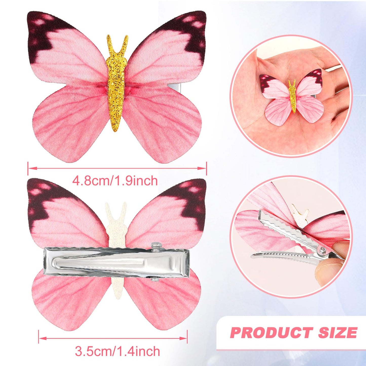 Paderison 20Pcs Butterfly Hair Clips Moving Rainbow Glitter Clip Fairy Accessories Dream Color