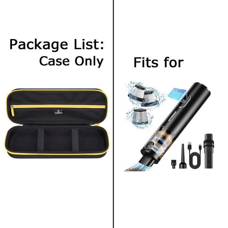 Tourmate Hard Storage Case for Upbooz/Vacuum/Minthouz/Dovety Vacuum Cordless - Travel Case for Portable Car Vacuum(Only Case)(Black & Yellow)