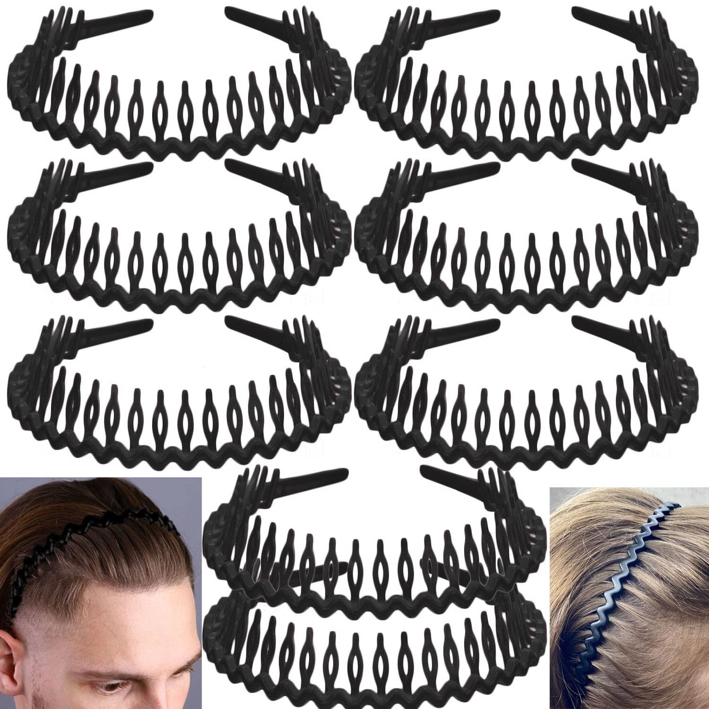 LAPOHI Non-Slip Plastic Headbands - 8 Pack Effortless Hair Accessories for Women & Teens | Matte Black