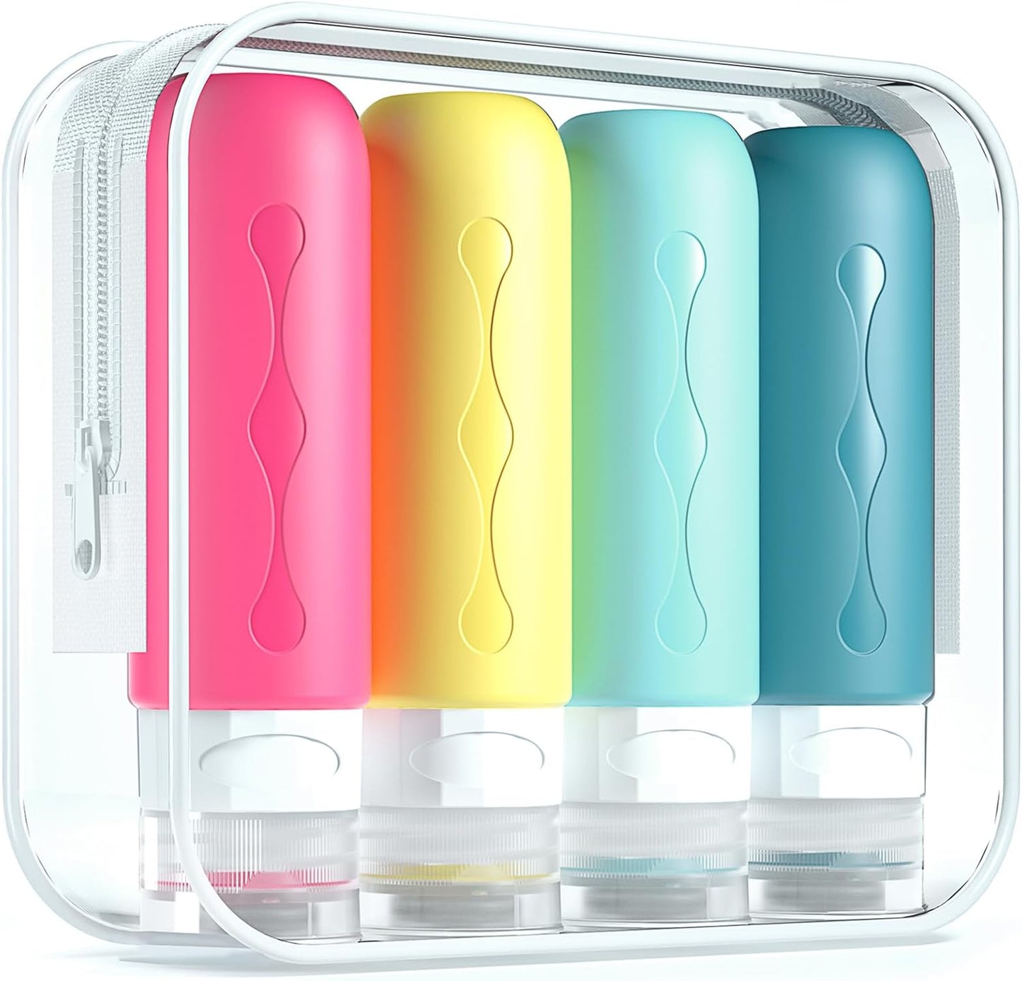 Travel Bottles for Toiletries - TSA Approved 3oz Leak-Proof Containers | BPA-Free Refillable Liquid Accessories (4 Pack)