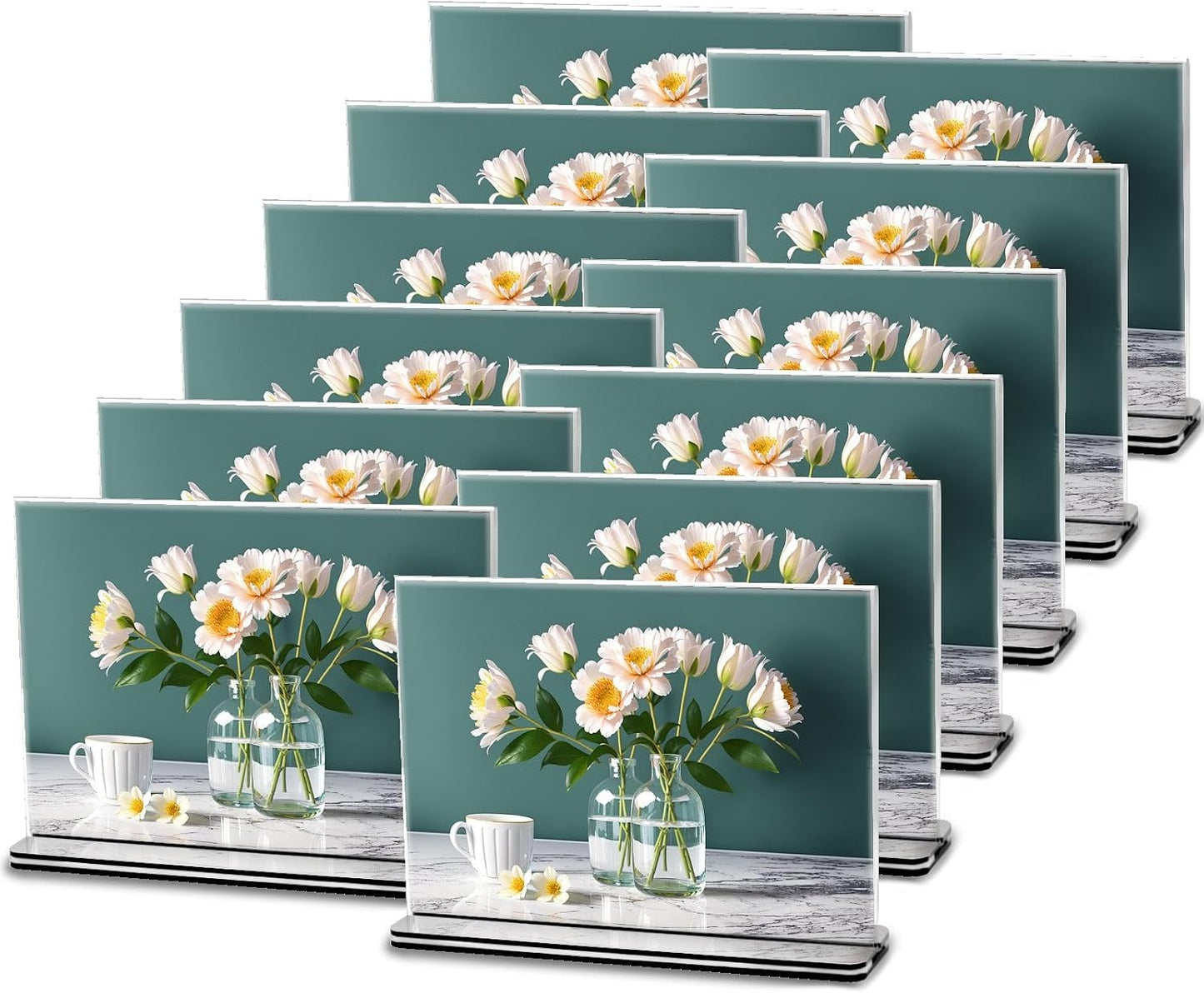 Acrylic Sign Holder - 12x8 Two-Sided Display Stand | 4 Pack for Cafes, Shops, Events