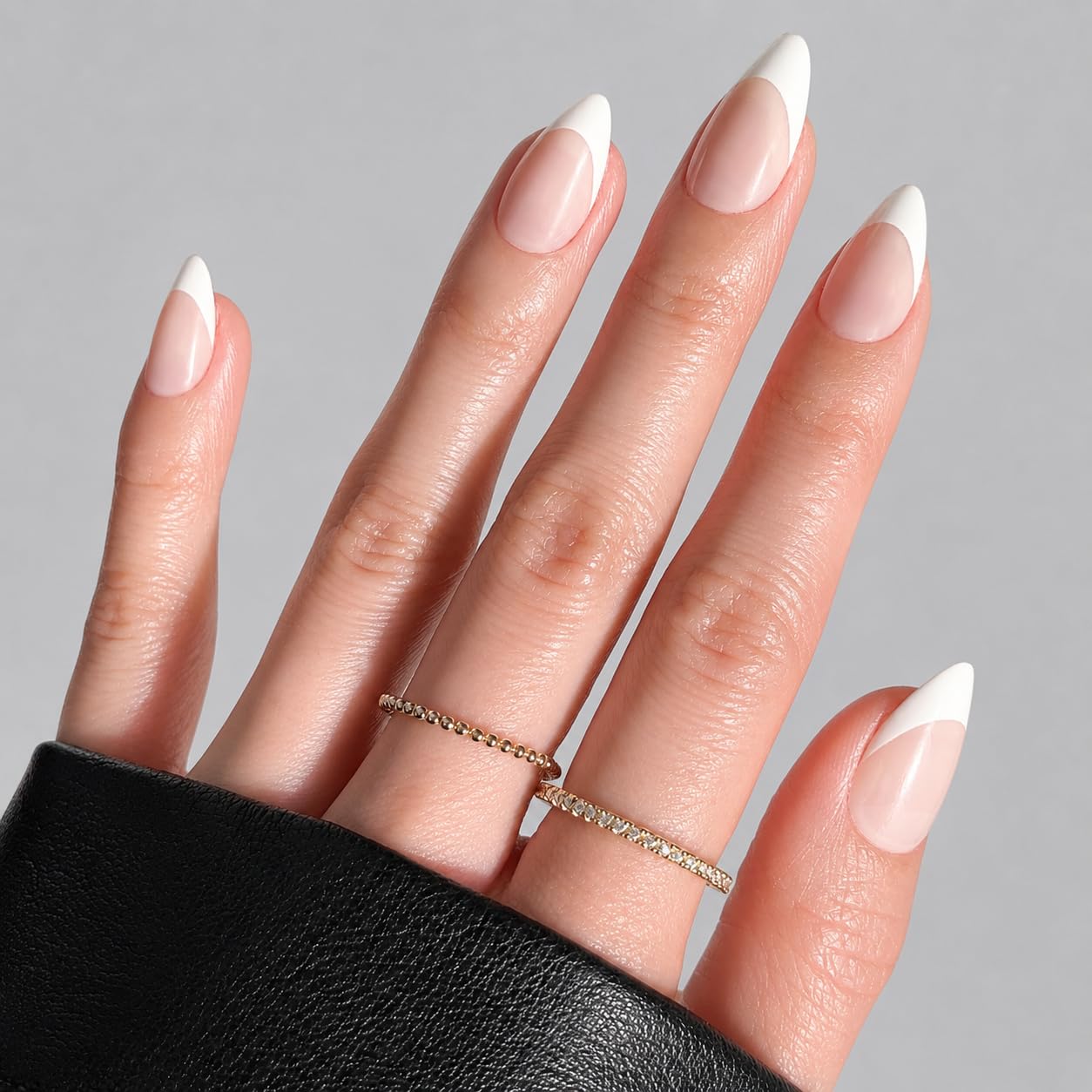 French Tip Press On Nails - Stiletto Fake Nails, 30 Nails in 15 Sizes, Reusable Salon Quality | Easy Application