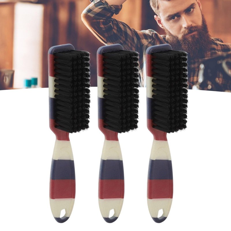3 Pieces Barber Fade Brush, Soft Beard Fade Brush, Versatile Styling Cleaning Brush with Ergonomic Handle, Cleaning Nylon Brush for Beauty Salon, Home, Impact