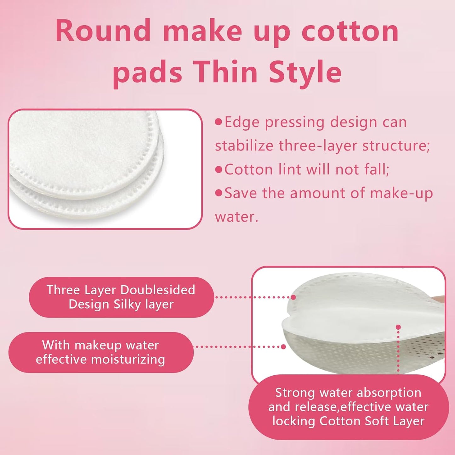 Cotton Rounds - Hypoallergenic Makeup Remover Pads, Lint-Free | 150 Pcs Boxed, 100% Pure Cotton