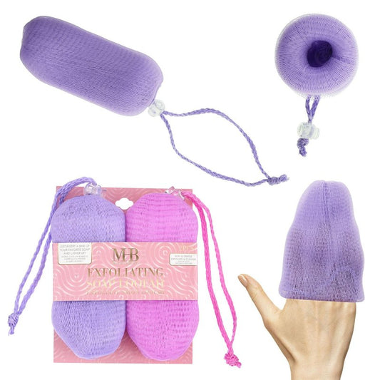2pc Purple Exfoliating Soap Loofah – Soft & Gentle Body Scrubber Value Pack | Luxury Bath Products & Spa Accessories for Women | Deep Cleansing Exfoliating Body Wash Bar – Soft